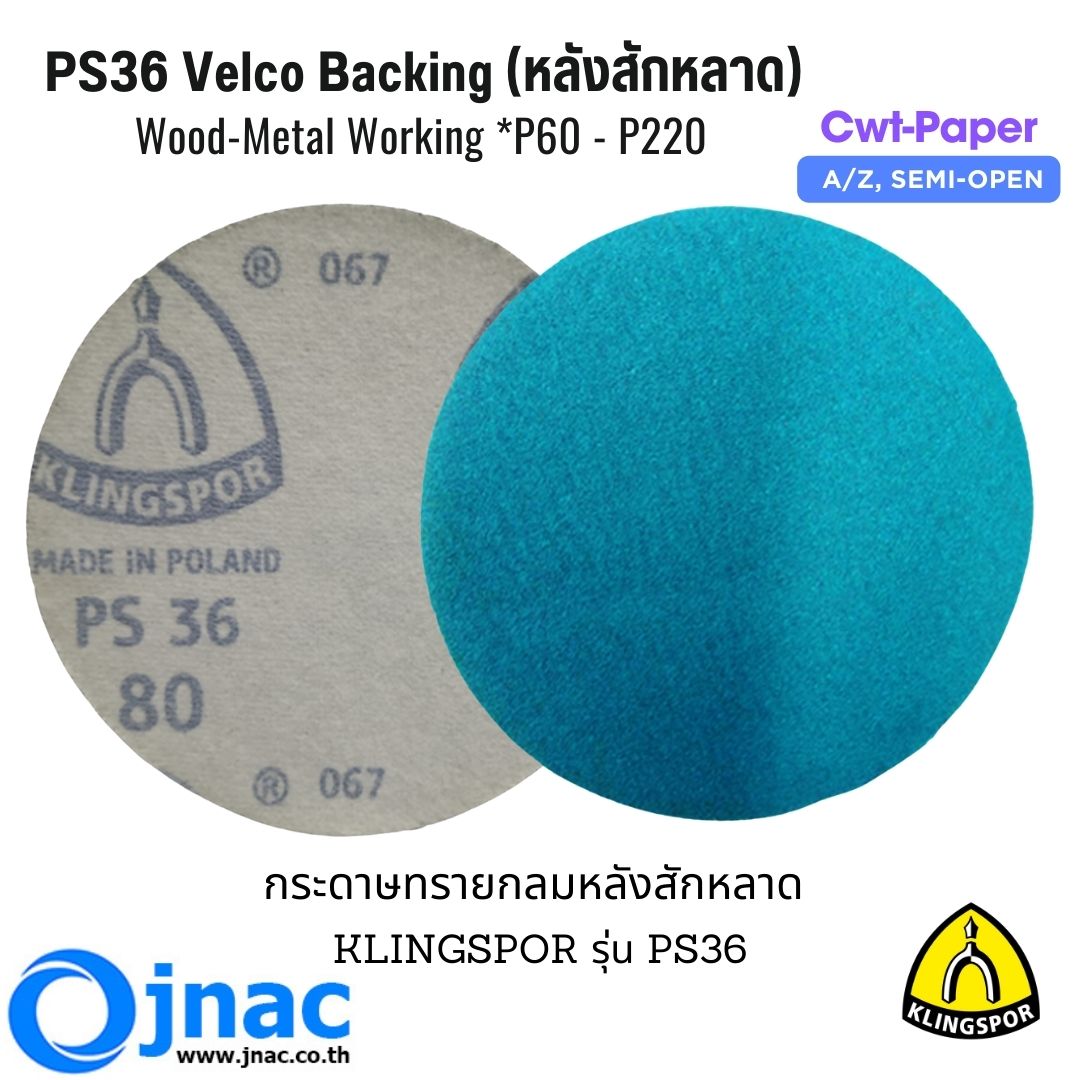 กระดาษทรายกลมสักหลาด PS36 5" #100